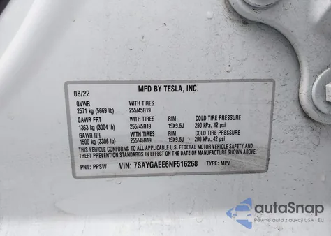 2022 Tesla Model Y Long Range Dual Motor All-Wheel Drive from USA, damaged, VIN 7SAYGAEE6NF516268